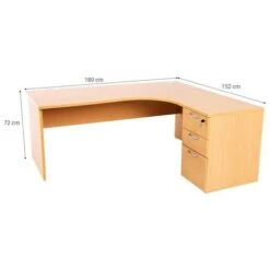 Bureau Compact Caisson - Piétement Panneau - Hêtre - Manutan -Bureau Produits Magasin AIG26253130