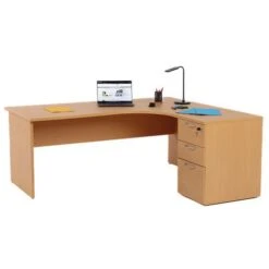 Bureau Compact Caisson - Piétement Panneau - Hêtre - Manutan