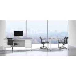 Bureau Droit Confort 2 - Avec 1 Caisson - Gris Clair