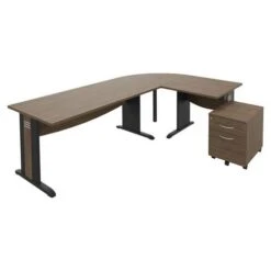 Pack Bureau Droit Quatuor Pied L Bois + Angle 90°+ Bureau Droit + Caisson Mobile