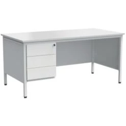Bureau Droit Confort 2 - Avec 1 Caisson - Gris Clair -Bureau Produits Magasin AIG300646