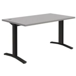 Bureau Droit Pure - Gris Clair/gris Foncé - Piétements Fixes