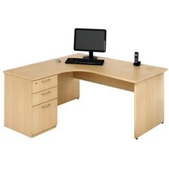 Bureau Compact Caisson - Piétement Panneau - Hêtre - Manutan -Bureau Produits Magasin AIG340203