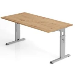 Bureau Chêne Noueux 160cm Piètement Alu - Gamme Minos