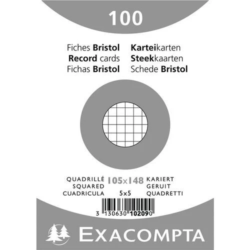 Exacompta Paquet 100 Fiches Sous Film Bristol Quadrillé 105x148mm 3 Exacompta Paquet 100 Fiches Sous Film Bristol Quadrillé 105x148mm