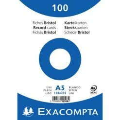 Exacompta Paquet 100 Fiches Sous Film Bristol Uni 148x210mm