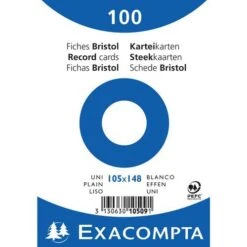Exacompta Paquet 100 Fiches Sous Film Bristol Uni 105x148mm