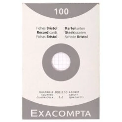Exacompta Étui De 100 Fiches Quadrillé 5x5 Non Perforé 100x150mm