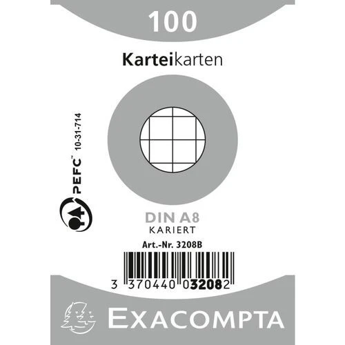 Exacompta Paquet 100 Fiches Sous Film Bristol Quadrillé 55x74mm 3 Exacompta Paquet 100 Fiches Sous Film Bristol Quadrillé 55x74mm