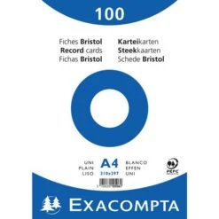 Exacompta Paquet 100 Fiches Sous Film Bristol Uni 210x297mm