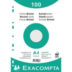 Exacompta Paquet 100 Fiches Sous Film Quadrillé Perforé 210x297mm -Bureau Produits Magasin AIG3599844