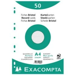 Exacompta Paquet 50 Fiches Sous Film Quadrillé 5x5 Perforé 210x297mm -Bureau Produits Magasin AIG3599851