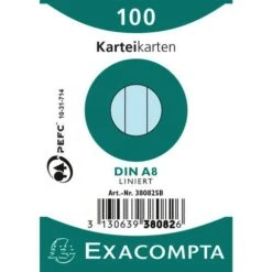 Exacompta Paquet 100 Fiches Filmées Bristol Ligné Non Perforé 55x74mm