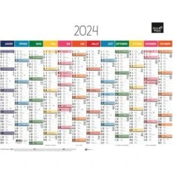 Calendrier Annuel Horizontal Arc En Ciel - Année 2024 - Quo Vadis