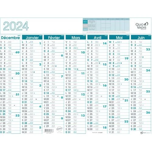 Calendrier Banque - 43 X 33,5 Cm - Année 2024 - Quo Vadis 3 Calendrier Banque - 43 X 33,5 Cm - Année 2024 - Quo Vadis