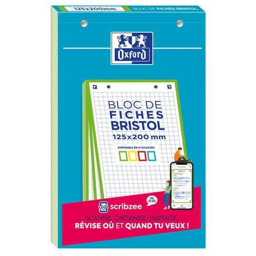 Bloc Bristol Oxford 125x200 30 Fiches Perforees Q5/5 - Oxford 3 Bloc Bristol Oxford 125x200 30 Fiches Perforees Q5/5 - Oxford