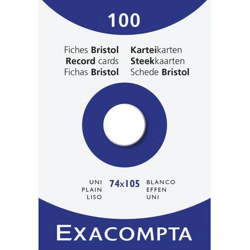 Étui De 100 Fiches - Bristol Uni Non Perforé - Blanc - Exacompta 3 Étui De 100 Fiches - Bristol Uni Non Perforé - Blanc - Exacompta