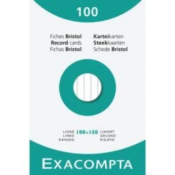 Étui De 100 Fiches - Bristol Ligné Non Perforé - Blanc - Exacompta