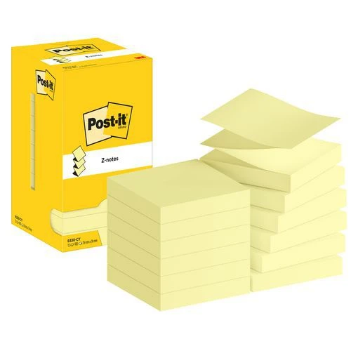 Z-Notes Post-it® 76 X 76 Mm 12 Blocs Jaune - Post-it® 3 Z-Notes Post-it® 76 X 76 Mm 12 Blocs Jaune - Post-it®