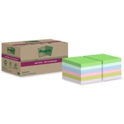 Post-it Notes Super Sticky Recyclées 47,6x47,6mm 12 Blocs Assortis