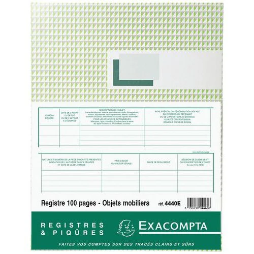 Exacompta Registre Objets Mobiliers Brocanteurs Et Antiquaires 100 Pages 3 Exacompta Registre Objets Mobiliers Brocanteurs Et Antiquaires 100 Pages