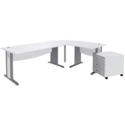 Pack Bureau Droit Quatuor Pied L Bois + Angle 90°+ Bureau Droit + Caisson Mobile -Bureau Produits Magasin AIG6354377
