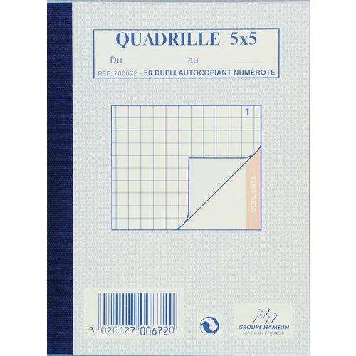 Bloc-notes Quadrillé 5/5 Dupli A6 100 Pages - Manifold 3 Bloc-notes Quadrillé 5/5 Dupli A6 100 Pages - Manifold