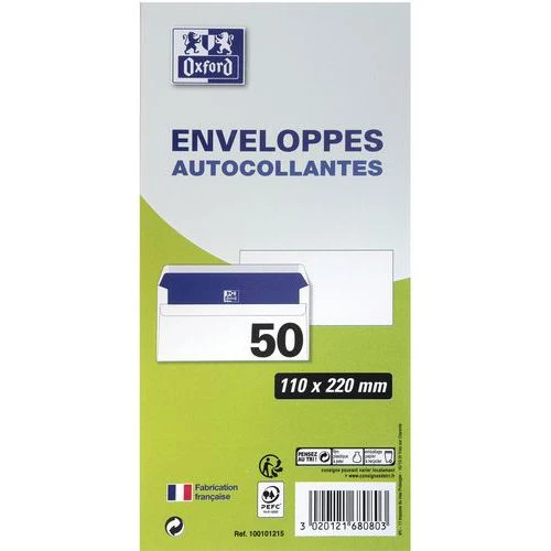 Enveloppes 110x220 Autocollantes Blanches - Oxford 4 Enveloppes 110x220 Autocollantes Blanches - Oxford – Image 2