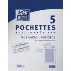 Pochettes 260x330 90g X5 Auto Adhésive Dos Carton - Oxford -Bureau Produits Magasin AIG7503689